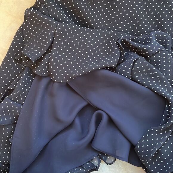 Chaps Sz S Elastic Waist Lined Classic Polka Dot Ruffle Skirt - Picture 5 of 8